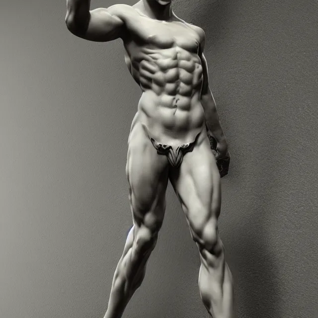 Image similar to marble sculpture of a male warrior elf, realistic, unreal engine render, octane render, hyper realistic, photo, 8 k, cinematic lighting