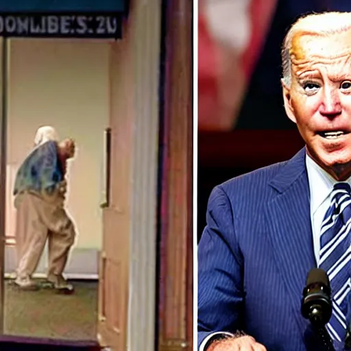 Image similar to homeless joe biden in the backrooms