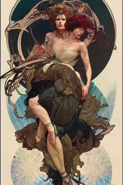 Image similar to the dayman fighting the nightman. art by artgerm and greg rutkowski and alphonse mucha and tomacz alen kopera.