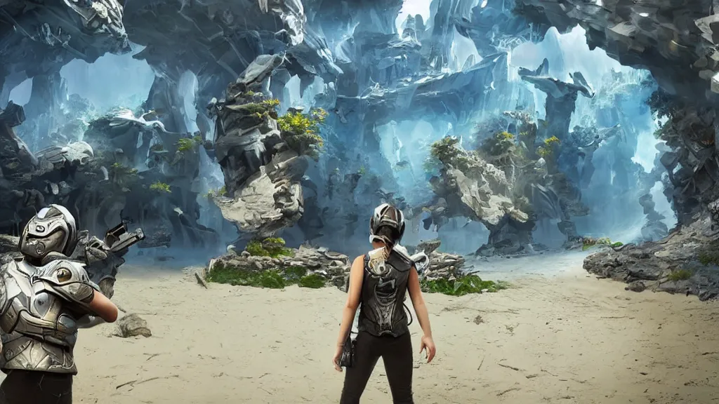 Prompt: concept art of an epic new virtual reality game, unreal engine 5