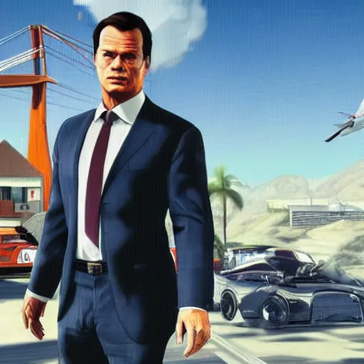 Image similar to mark rutte as grand theft auto v cover art,