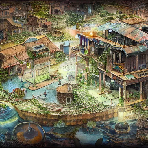 Image similar to a stunning digital masterpiece of a solarpunk town, highly detailed digital art