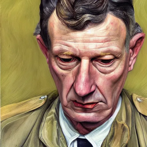 Prompt: high quality high detail painting by lucian freud, hd, portrait of cop