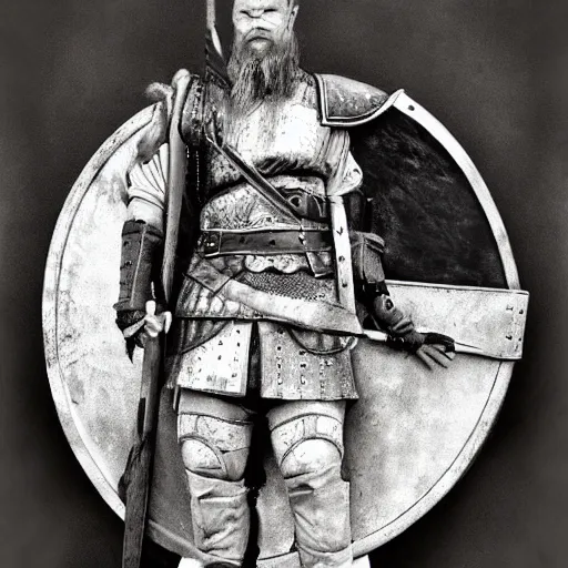 Prompt: viking holding a shield by richard kirk