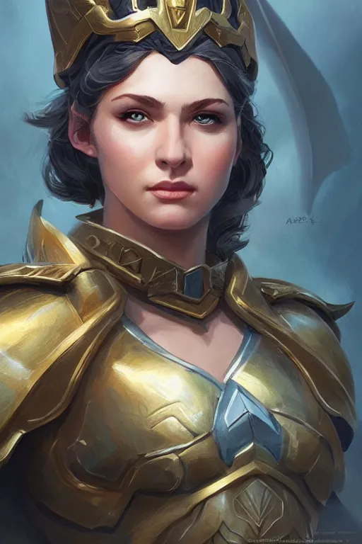 Image similar to amazon valkyrie athena, d & d, fantasy, portrait, highly detailed, headshot, digital painting, trending on artstation, concept art, sharp focus, illustration, art by artgerm and greg rutkowski and magali villeneuve