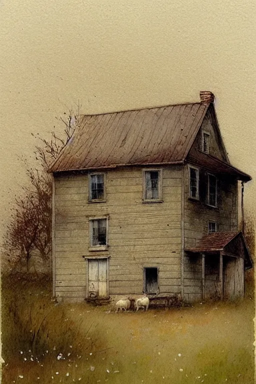 Image similar to ( ( ( ( ( 1 9 5 0 s farm house. muted colors. ) ) ) ) ) by jean - baptiste monge!!!!!!!!!!!!!!!!!!!!!!!!!!!!!!