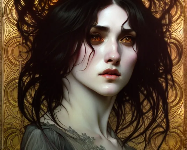 Image similar to barghest, portrait, highly detailed, deep focus, elegant, digital painting, smooth, sharp focus, illustration, ultra realistic, 8 k, art by artgerm and alphonse mucha and edgar maxence