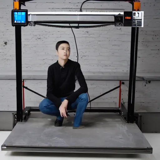 Prompt: prusa conveyor belt 3 d printer, high - end fashion photoshoot