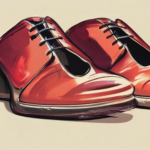 Image similar to concept art for shoes that can store meat, illustrated by syd mead, high quality