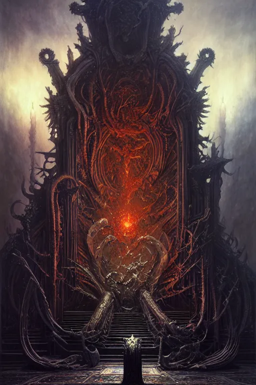 Image similar to satan's throne by anna podedworna, ayami kojima, greg rutkowski, giger, maxim verehin