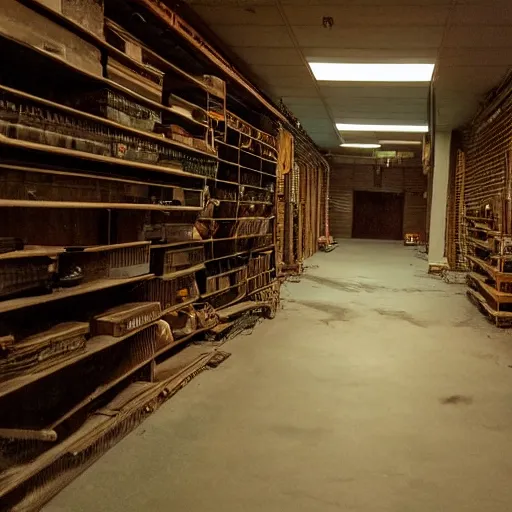 Image similar to a liminal space, new level for the backrooms, eerie, depressing lighting