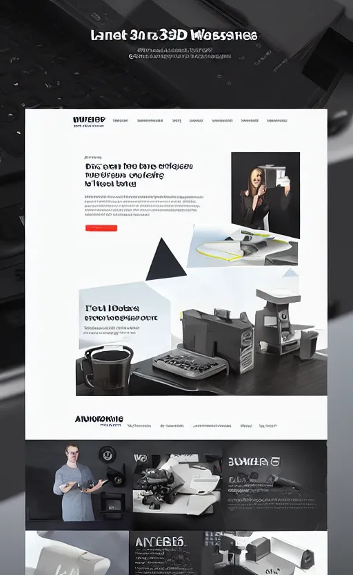 Prompt: landing page of a 3 d printing bussines, web design, concept, awwwards