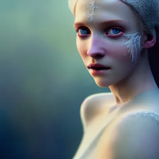Prompt: photographic portrait of a stunningly beautiful english renaissance female in soft dreamy light at sunset, frozen forest, soft focus, contemporary fashion shoot, in a denis villeneuve and tim burton movie, by edward robert hughes, annie leibovitz and steve mccurry, david lazar, jimmy nelsson, extremely detailed, breathtaking, hyperrealistic, perfect face, octane render