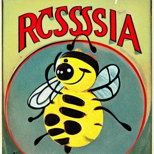 Image similar to 1930s technicolor russia. cartoon about a bee