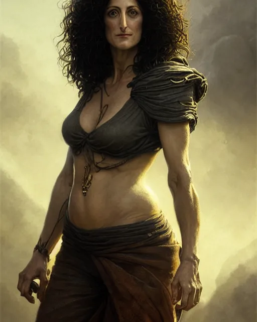 Image similar to lisa edelstein, thicc, young,, character portrait, portrait, close up, concept art, intricate details, highly detailed by greg rutkowski, michael whelan and gustave dore