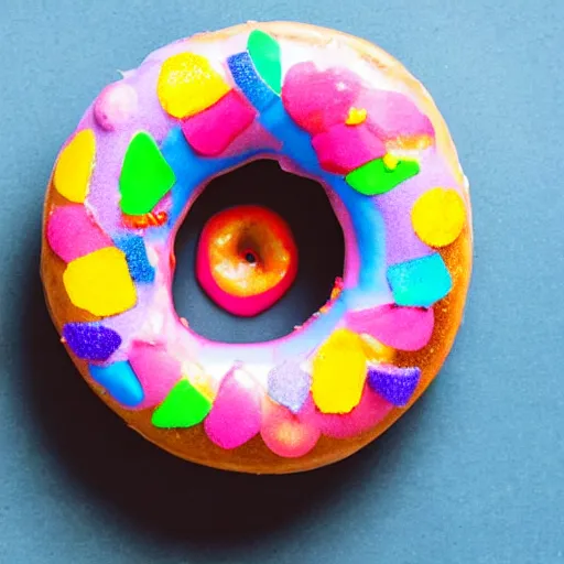 Prompt: a colourful donut