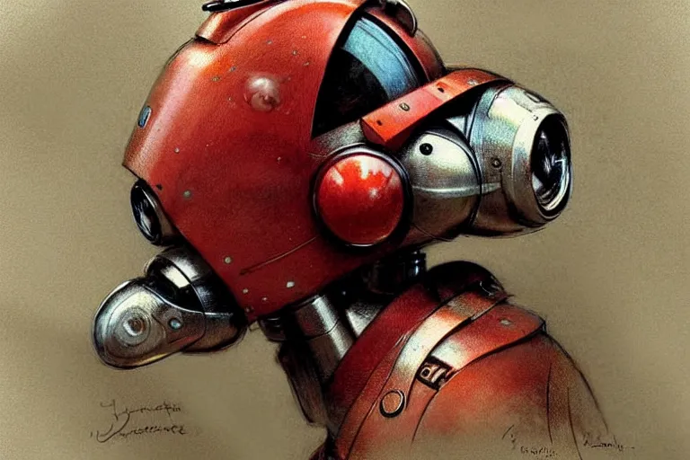 Image similar to explorer ( ( ( ( ( 1 9 5 0 s retro future robot android dog. muted colors. ) ) ) ) ) by jean baptiste monge!!!!!!!!!!!!!!!!!!!!!!!!! chrome red