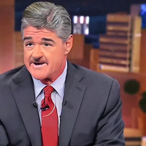 Prompt: Sean Hannity looking really, really sad and wearing a clown suit