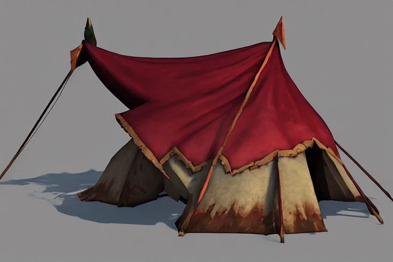 Prompt: 3d sculpt of a tattered circus tent, artstaton, League of Legends, red dead redemption2, overwatch, digital illustration