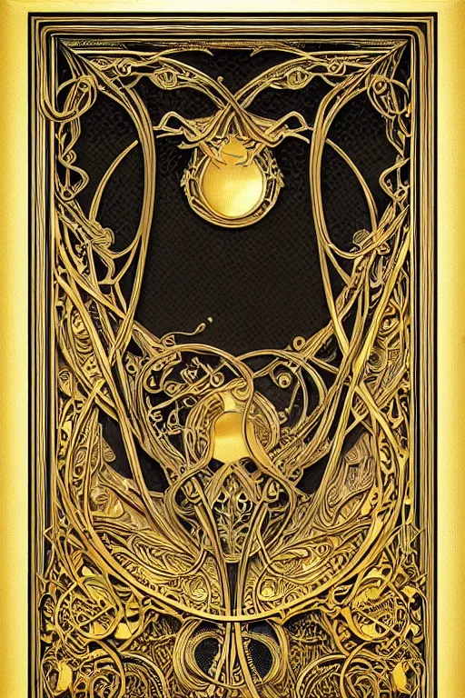 Prompt: an intricate art nouveau canvas frame, with golden entertwined edges and black square center, highly detailed, artstation, concept art, matte, sharp focus,