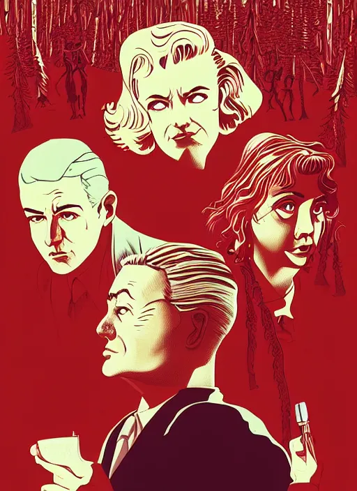 Prompt: twin peaks movie poster art by tomer hanuka