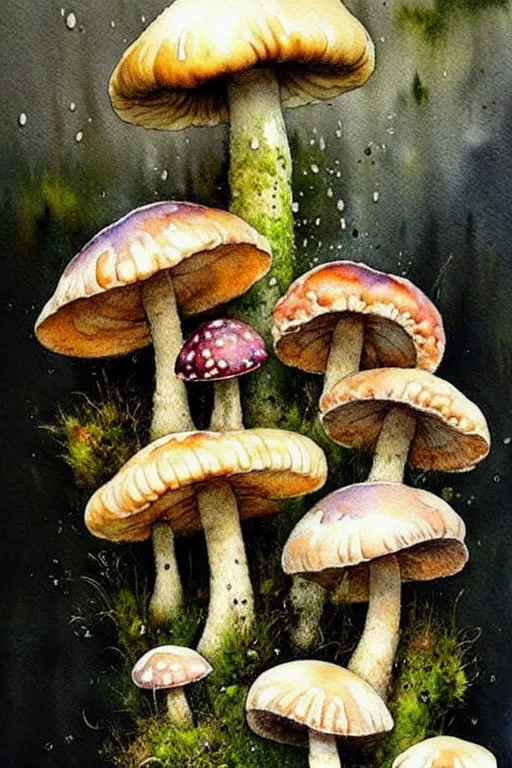 Image similar to soft texture muted saturation!!!!!!!!!!! ( ( ( ( watercolor giant flowers, giant mushrooms, moss granular dripping running. ) ) ) ) ) by jean baptiste monge!!!!!!!!!!!!!!!!!!!!!!!!!!!!!!