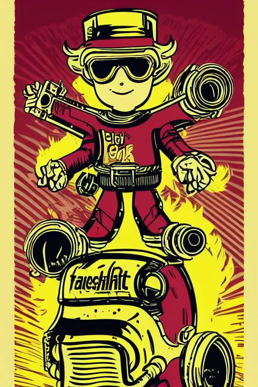 Image similar to fallout 7 6 retro futurist illustration art by butcher billy, sticker, colorful, illustration, highly detailed, simple, smooth and clean vector curves, no jagged lines, vector art, smooth andy warhol style