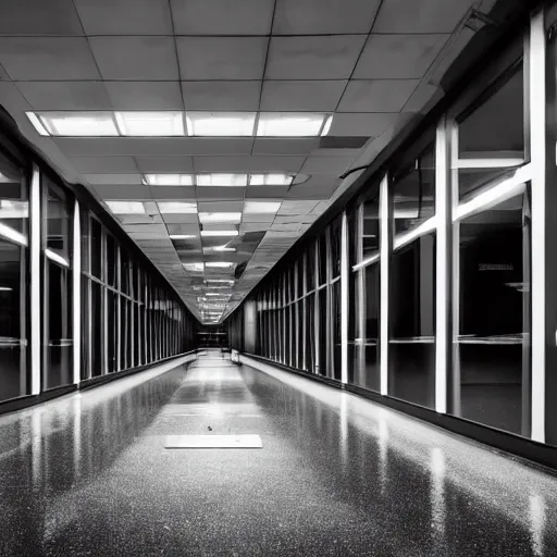 Image similar to dark empty urban office, midnight scary, award-winning photography 4k