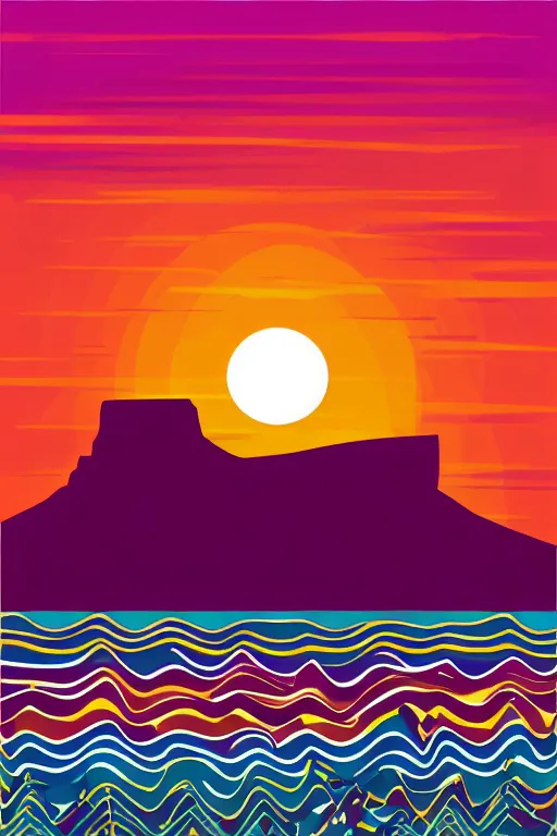 Image similar to minimalist boho style art of colorful cape town at sunrise, illustration, vector art