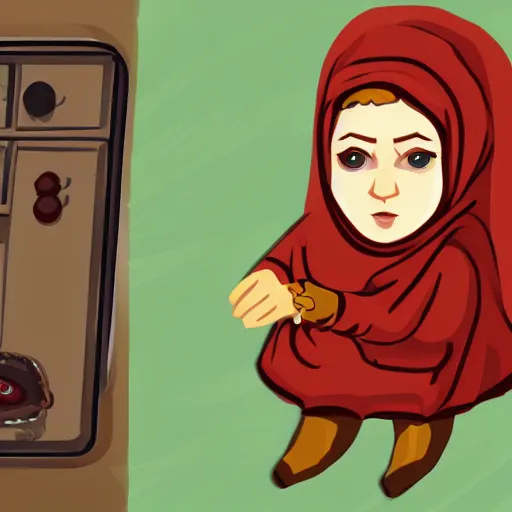 Image similar to a babushka in the style of a quaint wholesome indie game that costs ten dollars and has an undercurrent of trauma