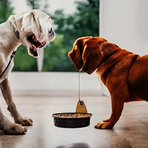 Image similar to dog feeding his pet human?