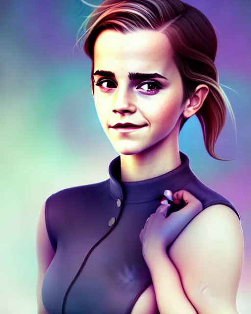 Prompt: beautiful full body Emma Watson realistic portrait, symmetrical, goofy smiling illustration by lois van baarle and loish and ross tran and rossdraws and sam yang and samdoesarts and artgerm, digital art, highly detailed, intricate, sharp focus, Trending on Artstation HQ, deviantart