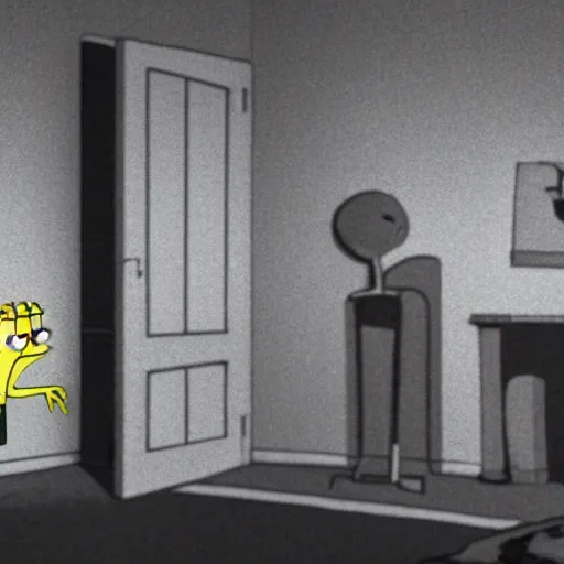 spongebob standing in a dark room, Stable Diffusion