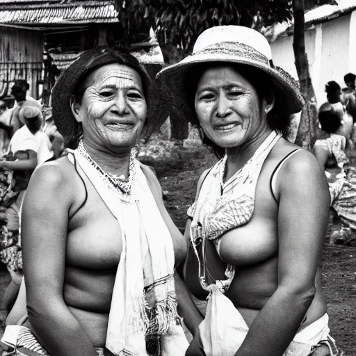 Prompt: two women in brazil during a festival by hisaji hara