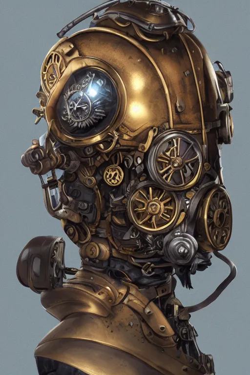 Image similar to steampunk helmet fantasy art mask robot ninja stylized digital illustration sharp focus, elegant intricate digital painting artstation concept art global illumination ray tracing advanced technology chaykin howard and campionpascale and cooke darwyn and davis jack