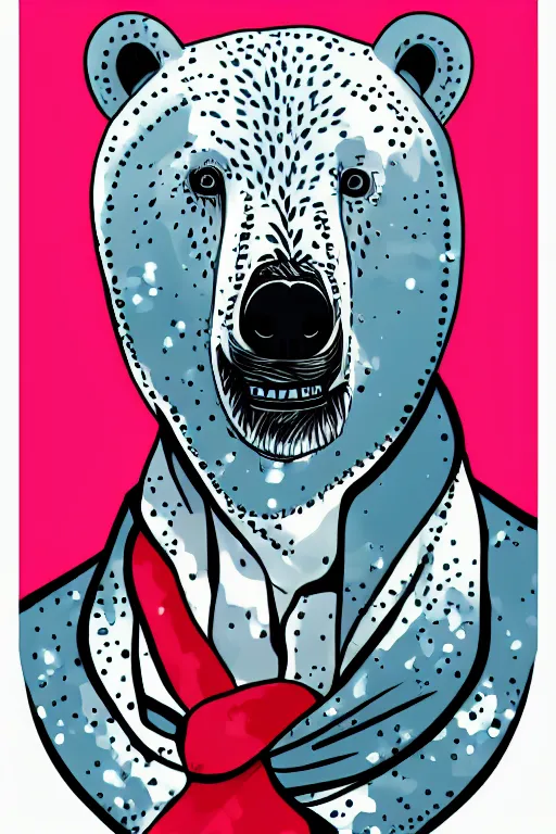 Image similar to Portrait of a polar bear, mafia, gangster, sticker, colorful, illustration, highly detailed, simple, smooth and clean vector curves, no jagged lines, vector art, smooth