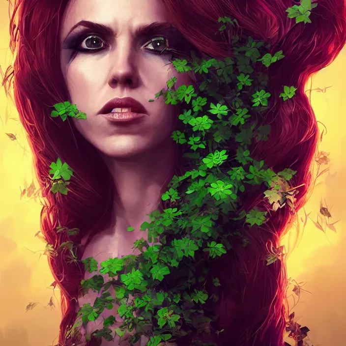 Image similar to portrait of Melanie C as a Poison Ivy. intricate artwork. by Tooth Wu, wlop, beeple, dan mumford. octane render, trending on artstation, greg rutkowski very coherent symmetrical artwork. cinematic, hyper realism, high detail, octane render, 8k