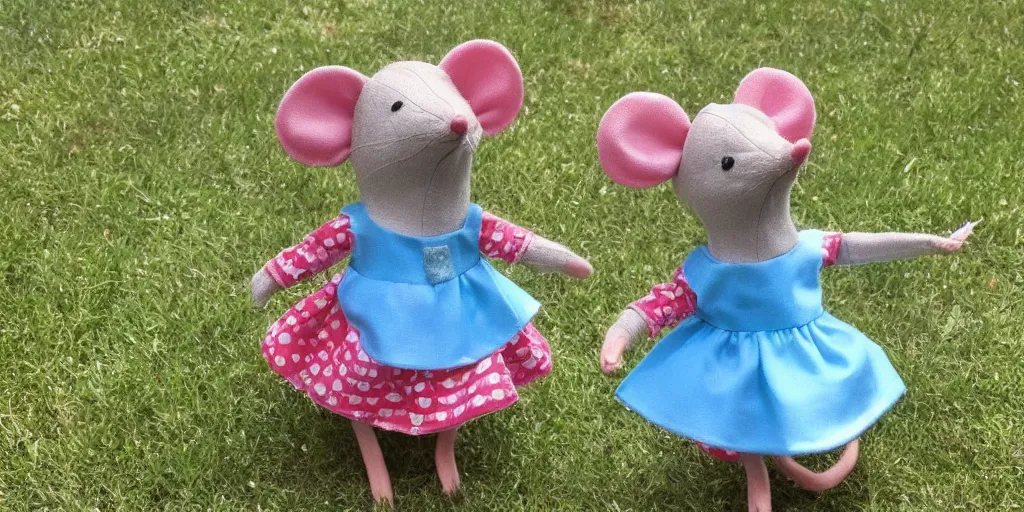 Prompt: the cutest little mouse is happy to wear a new dress