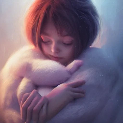 Image similar to The snuggliest snuggles in the world, huggy wuggy from poppy playtime video game, fullbody, ultra high detailed, glowing lights, oil painting, Greg Rutkowski, Charlie Bowater, Beeple, unreal 5, DAZ, hyperrealistic, octane render, RPG portrait, dynamic lighting, fantasy art, beautiful face