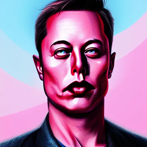 Image similar to Portrait of a hybrid of Elon Musk and pink wojak, intricate, elegant, highly detailed, digital painting, artstation, concept art, matte, sharp focus, illustration