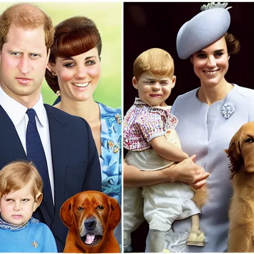 Image similar to royal family with dog faces