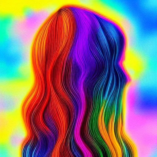 Image similar to person with multi color cable hair, digital art