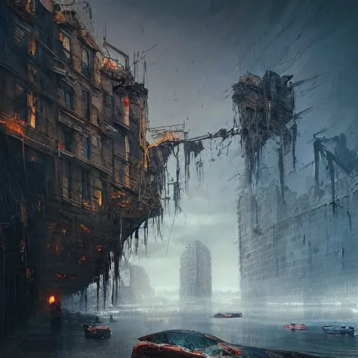 Prompt: a hyper detailed 3 d render like an oil painting of destruction of society, surrealism!! concept art, aesthetic, smooth, sharp focus, highly detailed, unreal engine, by greg rutkowski, chris tulloch mccabe and asher duran