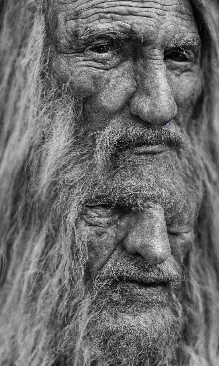 Image similar to an ancient man, extreme wrinkles, time weighs heavily, old beyond his years