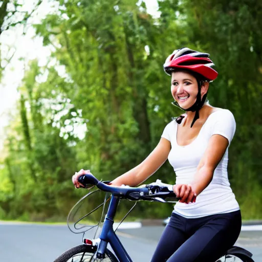 Prompt: An attractive woman riding a bicycle without a seat, high definition, high quality, award winning,