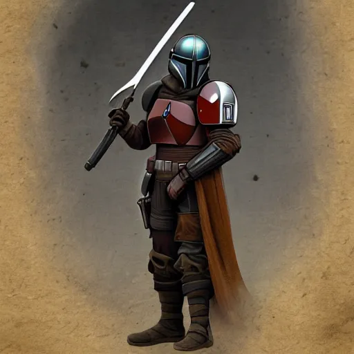 Prompt: a medieval mandalorian in the style of expert beautiful digital art, detailed, epic, stunning composition