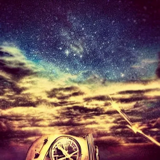 Image similar to a beautiful dreamy night sky, steampunk, fantasy, modern, beautiful, stars