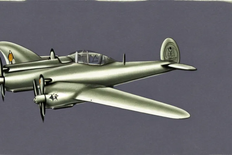 Image similar to Concept art of a retrofuturistic 1930s warplane