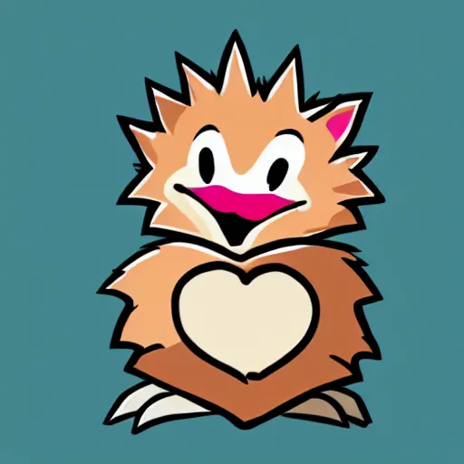 Image similar to cute hedgehog heart love laughing cute adorable emote twitch waving lineart