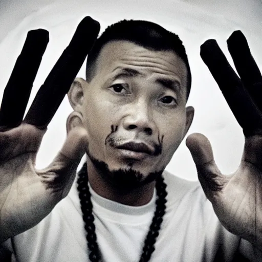 Prompt: gang sign from'javanese gangster rapper reastically